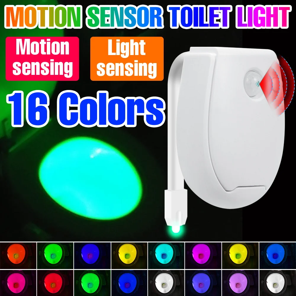

RGB Toilet Lamps PIR Motion Sensor Bathroom Backlight 7 Colors Indoor Bedroom Atmosphere Nightlight Washroom Home Decor Lighting