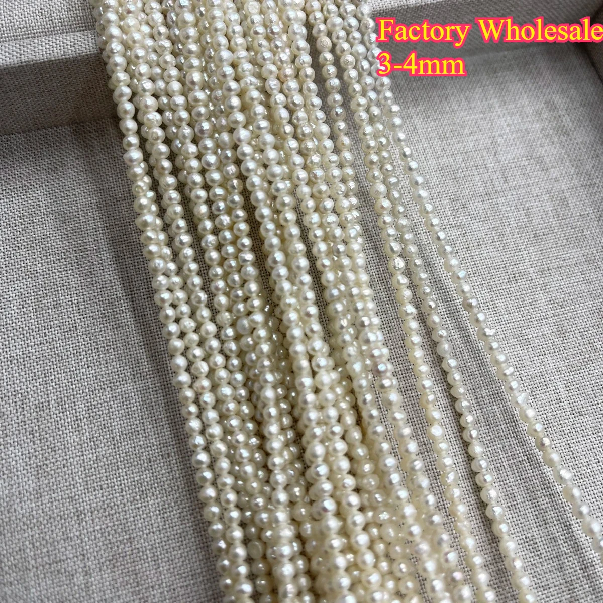 3-4mm Small Natural Freshwater Pearl Luster White Round Loose Bead for DIY Jewelry Making Necklace Earring Bracelet Accessories