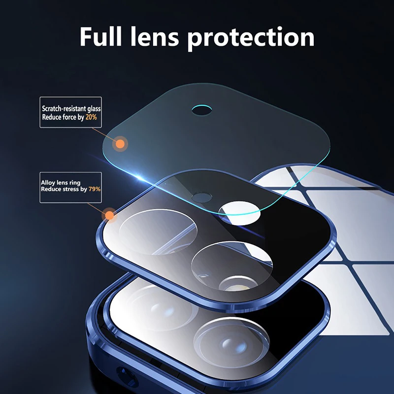 For IPhone 16 15 14 Plus 13 12 Pro Max 360 Shockproof Full Lens Protection Privacy Magnetic Transparent Case Snap on Cover