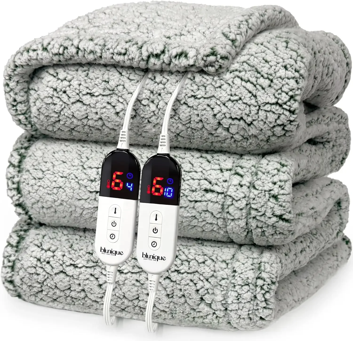 

Heated Blanket Electric Blanket King - Fast Heating Blanket Throw Dual Control Double Sided Sherpa with 6 Heating Levels