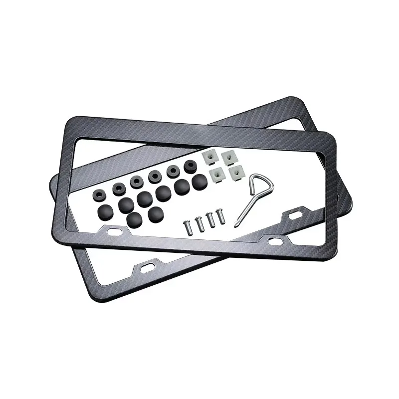 

Popu для передней и задней универсальной рамки номерного знака из сплава, черный карбоновый кронштейн, американский автоаксессуар, оптоволоконный номерной знак TAG