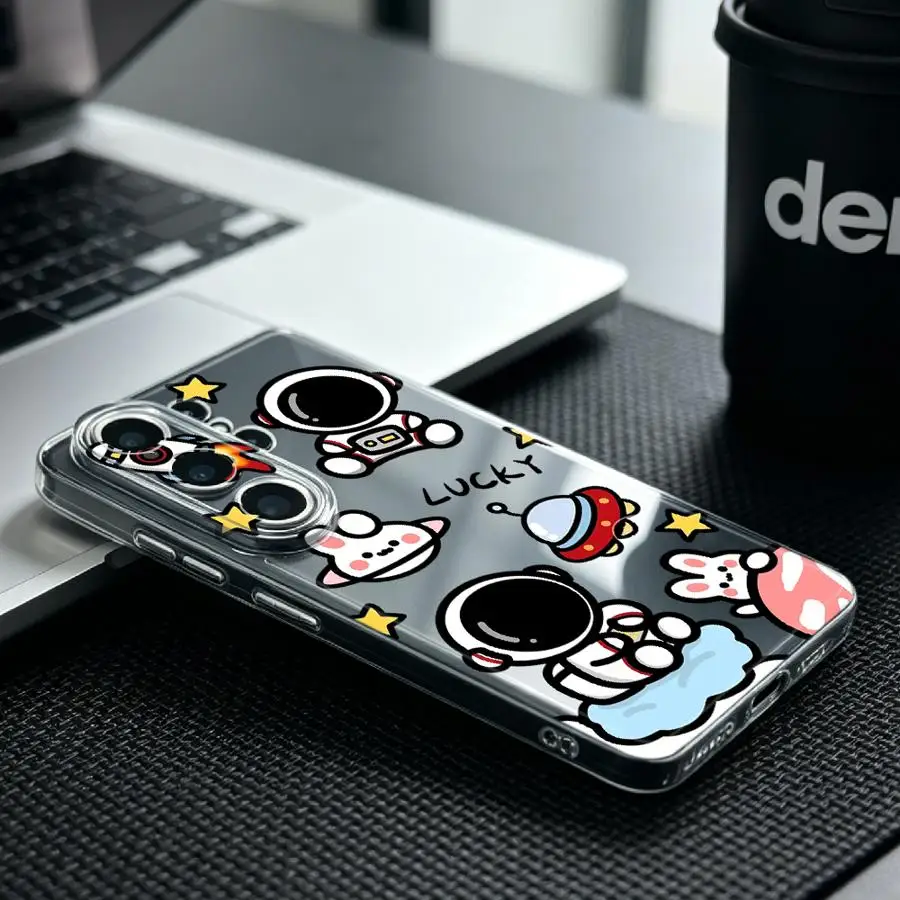 Case for Samsung Galaxy S26 Note 20 Ultra 10 S20 Plus S24 S22 FE S21 S25 Edge S23 Ultra Phone Cover Childhood Astronaut