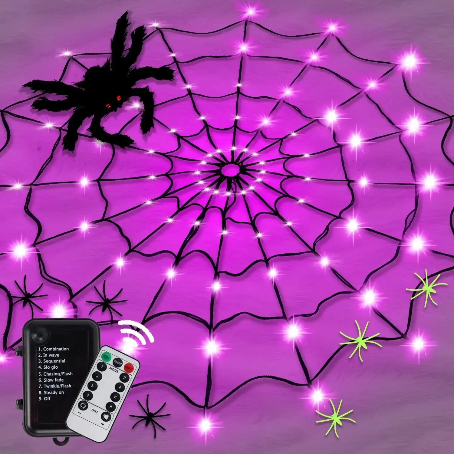 

Halloween LED Lights Glowing Spider Web Halloween Decoration Lights for Yard Window Decorations Halloween Party Supplies