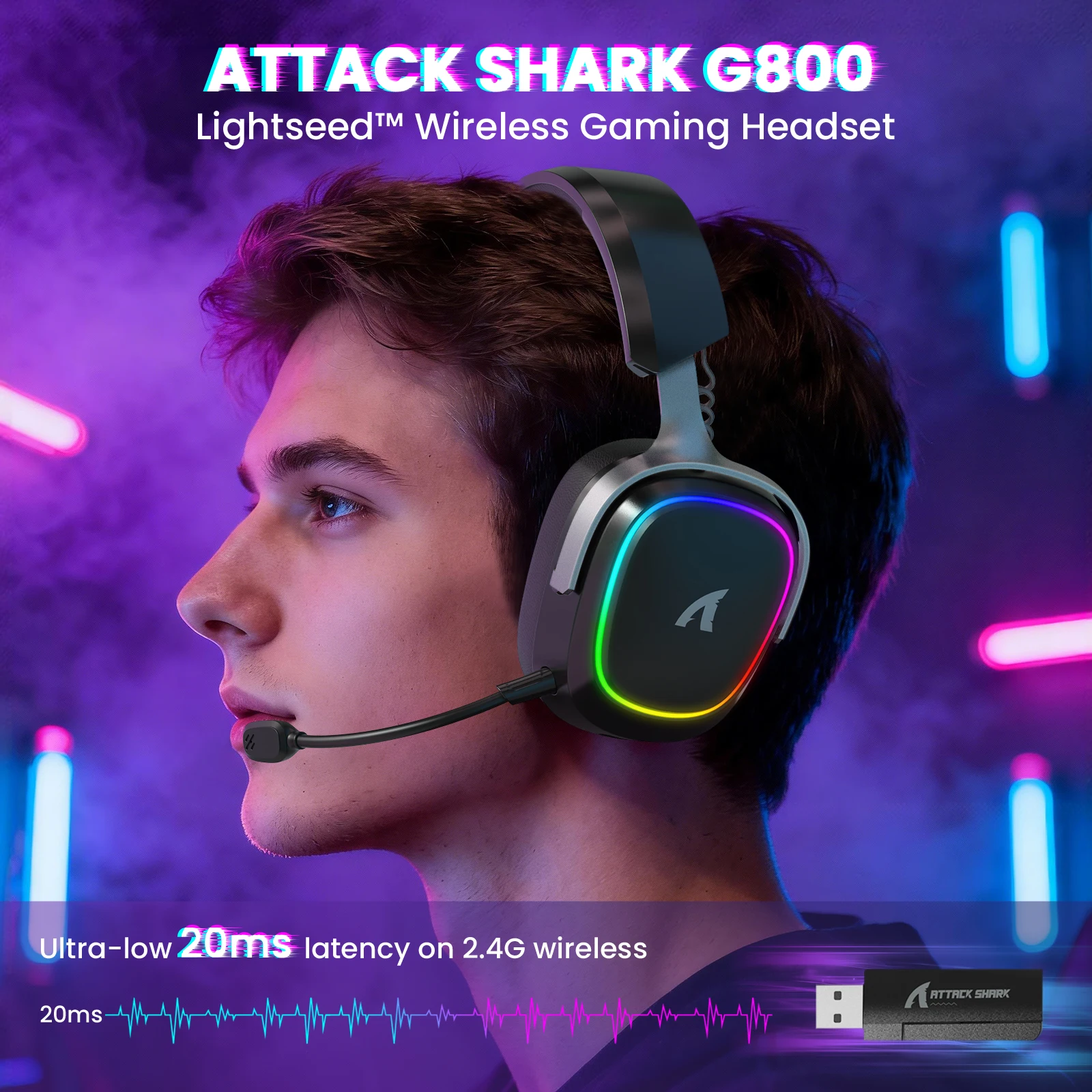 ATTACK SHARK G800 4-IN-1 Wirel - огляд і ціна Gaming Headset Rgb