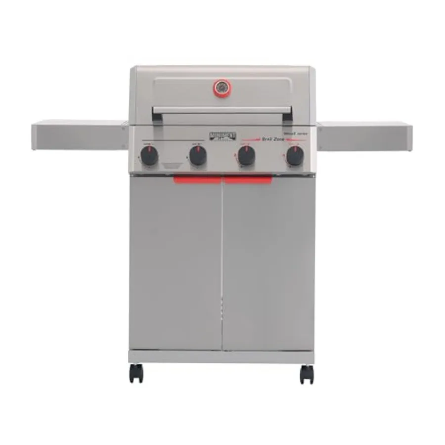 

4 Burner Stainless Steel Propane Mesa 2 Gas Grill, 500°F in 5 Mins, 525 sq.in, 37, 000 BTU, with Broil Zone, Foldable Side Shel