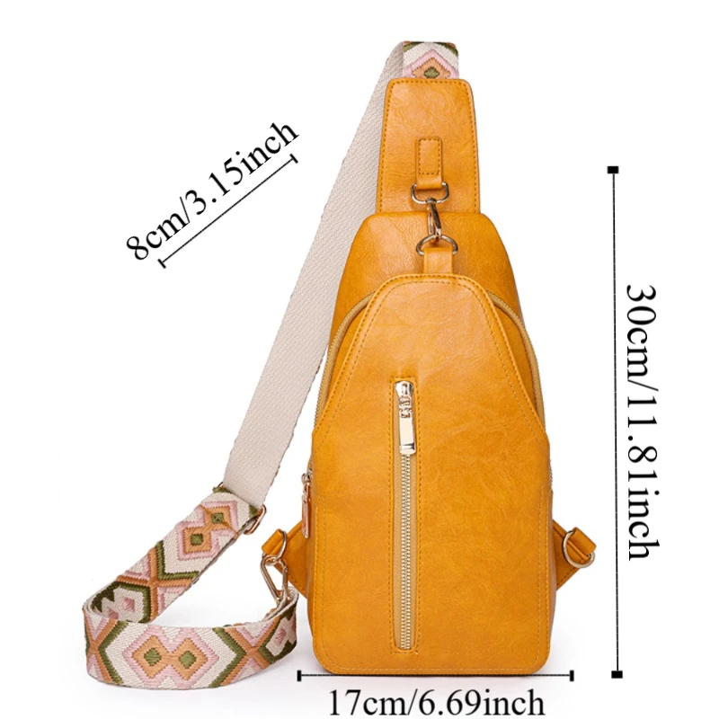 PU 가죽 여성 패니 팩 간단한 서양 복고풍 여성 가슴 가방 대용량 보헤미아 스타일 스포츠 숄더 백 남자/여자