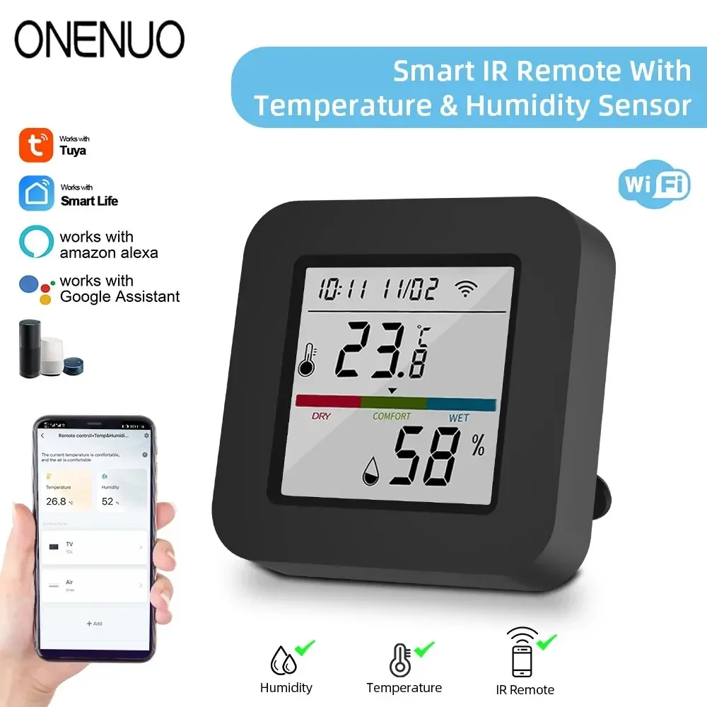 

WiFi IR Remote Control Temperature And Humidity Sensor Smart Life App Control Work With Alexa