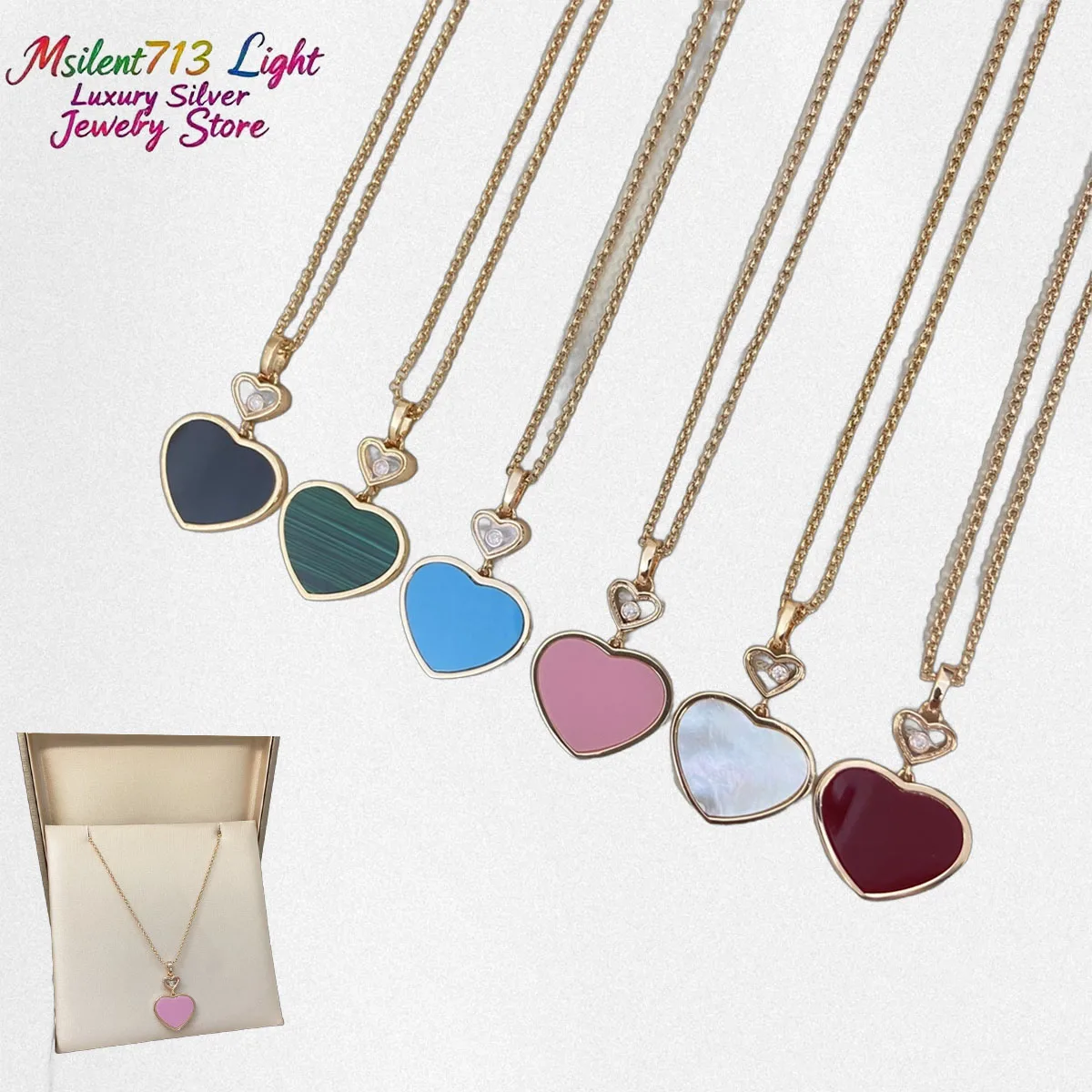 

2025 Heartfelt Silver Jewelry Zircon Necklace Pendant Multi Colored Enamel Silver Contour Avant Garde Fashion Creativity