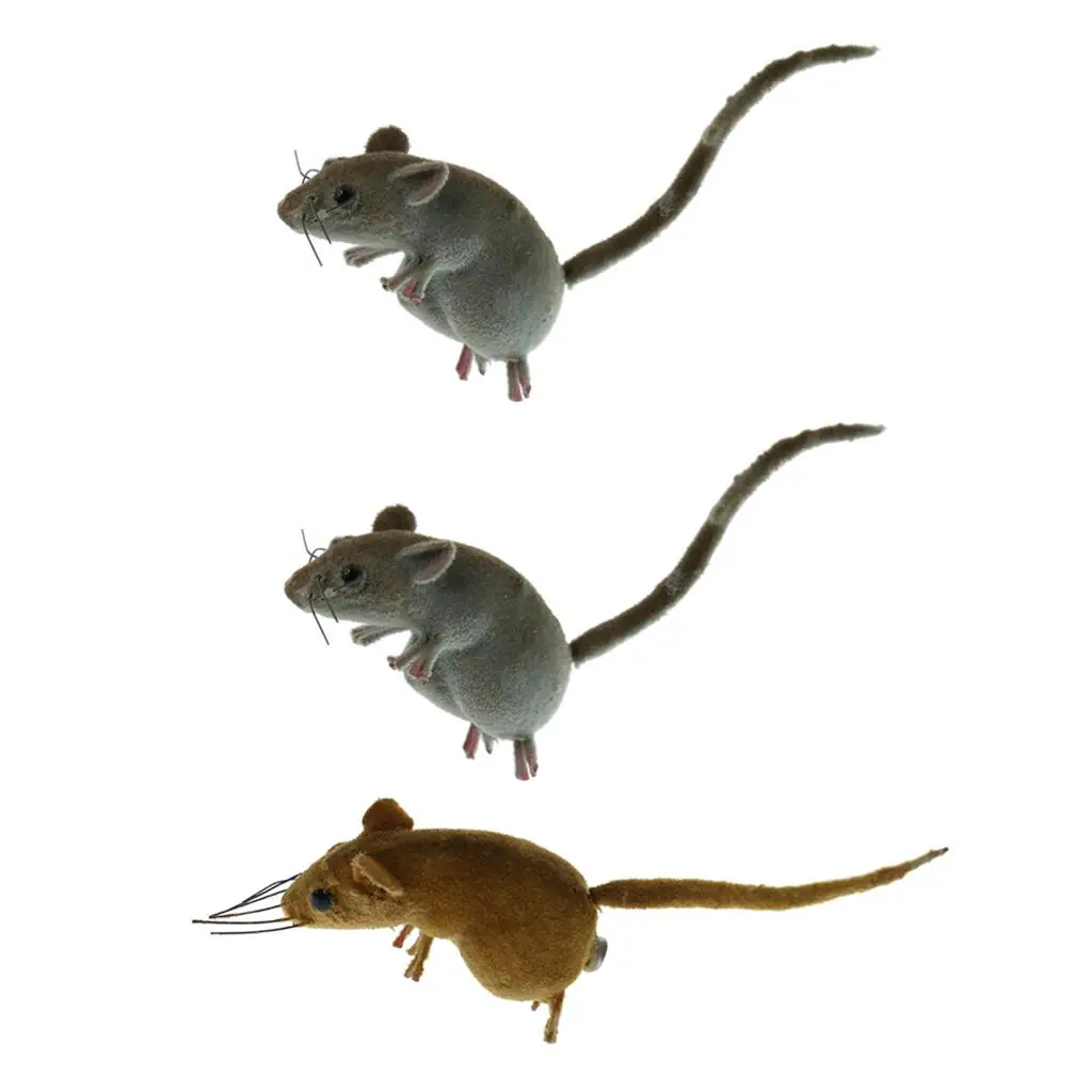 3Pcs Mouse Statue with Magnet Mice Model Artificial Animals Ornament for Garden Decoration Cat Toys