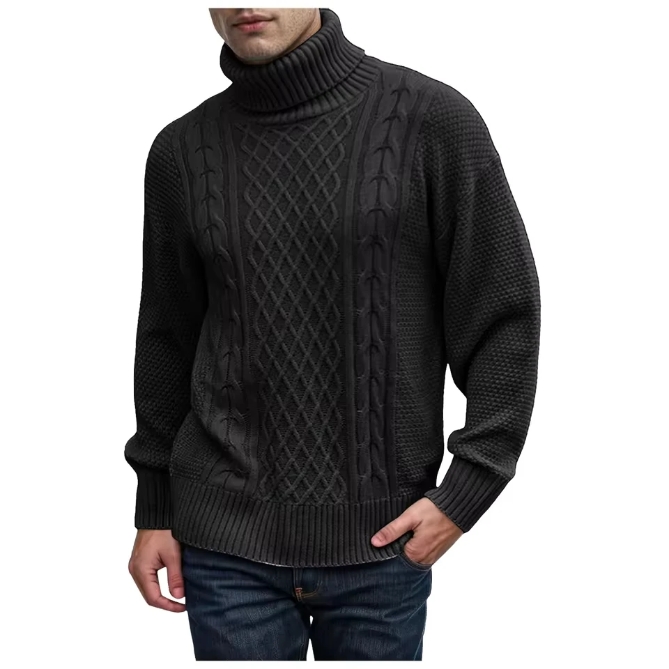 

Men 2025 Autumn Knitted Sweater Men'S Sweater Solid Color Long Sleeve Jacquard Knit Sweater Coat кофта мужская
