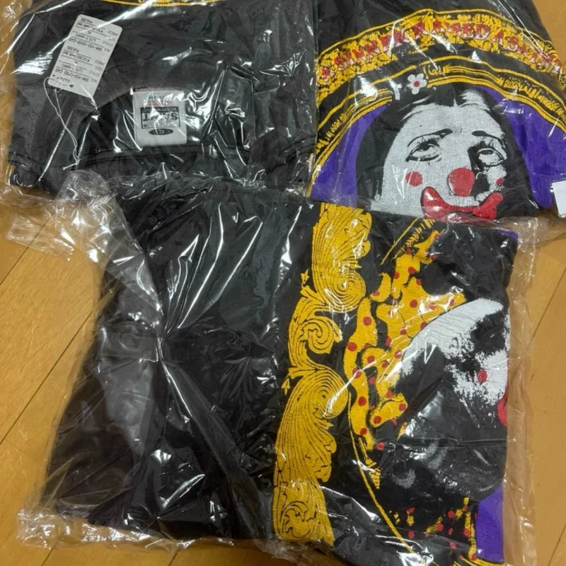 Vintage Washed Saint Sweatshirts Cotton Graffiti Joker Rose Cross Crack Print Round Neck Long Sleeve Tshirt Men Women Streetwear
