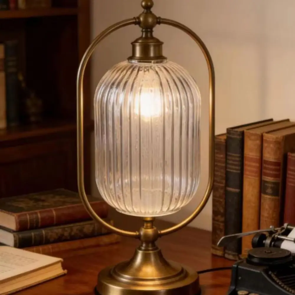 Decorative Cover Striped Glass Lamp Shade Lantern Shaped Hand Blown Glass Pendant Light