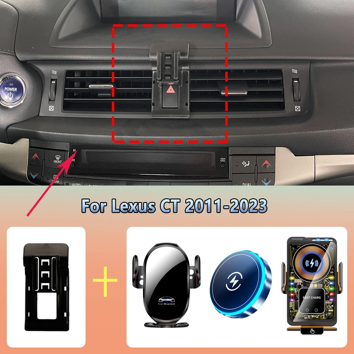 Car Phone Holder Vent For Lexus CT ct200h 2011 2012 2013-2023 Magnetic Wireless Charging Car phone For Magsafe Mount Accessories