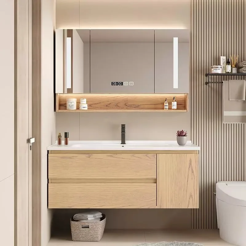 

Cabinet With Mirror Bathroom Furniture Wall Pharmacy Sinks Medicine Washbasin Narrow Corner Multipurpose Pvc Storage