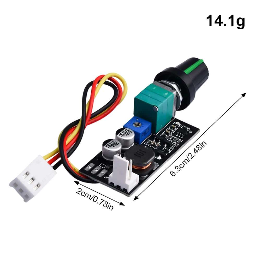 DC-Motorregler 5V 12V Einstellbarer Drehzahlregler mit Drehzahlregelknopf 2/3-Draht Lüfterdrehzahlregler Geräuscharm – Detail 8