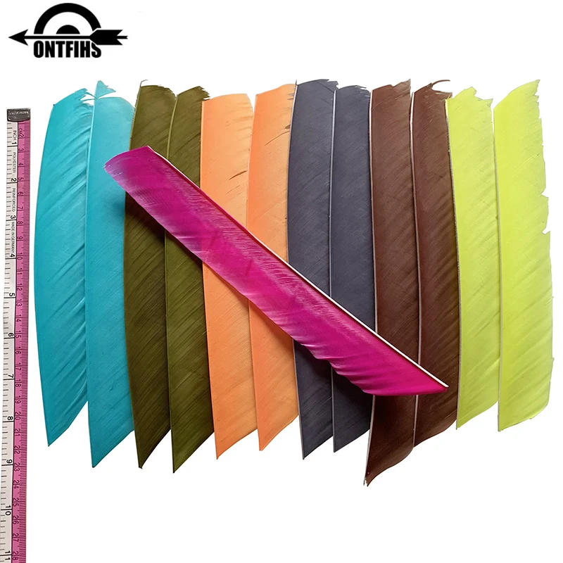 25Pcs ONTFIHS Full Length 18-25CM Turkey Feathers for Arrow Multicolor Real Arrow Feather Fletching for Archery Bow Accessories