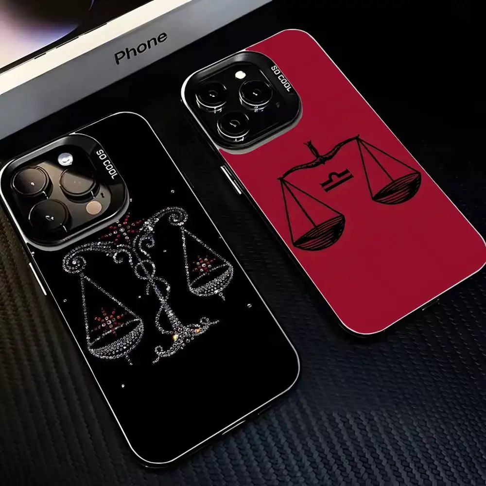 

Zodiac Libra Balance Phone Case For iPhone 16,15,14,13,12,11,Mini,Pro,MAX Black Matte Shockproof Cover