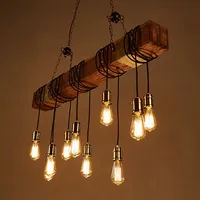 Creative Retro Wood E27 LED Ceiling Antique Industrial Chandelier Lighting LOFT Bar Luminaire Vintage Pendant Lights Lustre