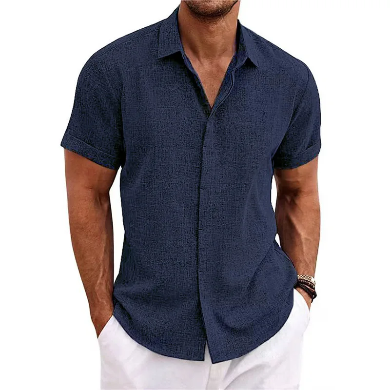 Men\'s Cotton Linen Short Sleeved Shirt Summer Casual Camisas Harajuku Blusas Mens Shirts Fashion Tops Men Clothing Streetwear