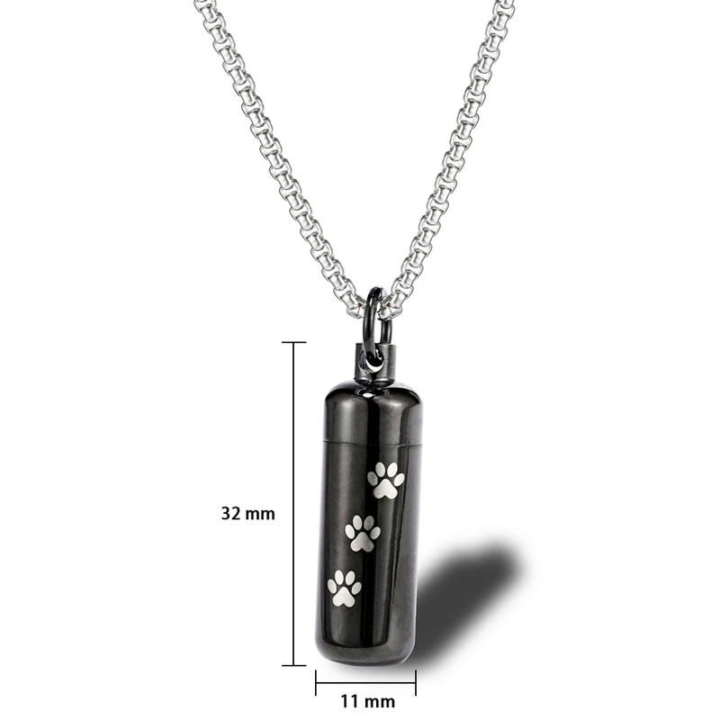Engravable Stainless Steel Pet Paw & Heart Locket Necklace – Custom Memorial Keepsake for Ashes | Pet Loss Jewelry Gift