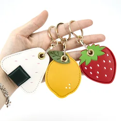 Cute Strawberry Lemon Case for Apple Airtag Protection PU Leather Cover Pendant GPS Anti-lost  Keychain Case Pet Dog Cat Collar