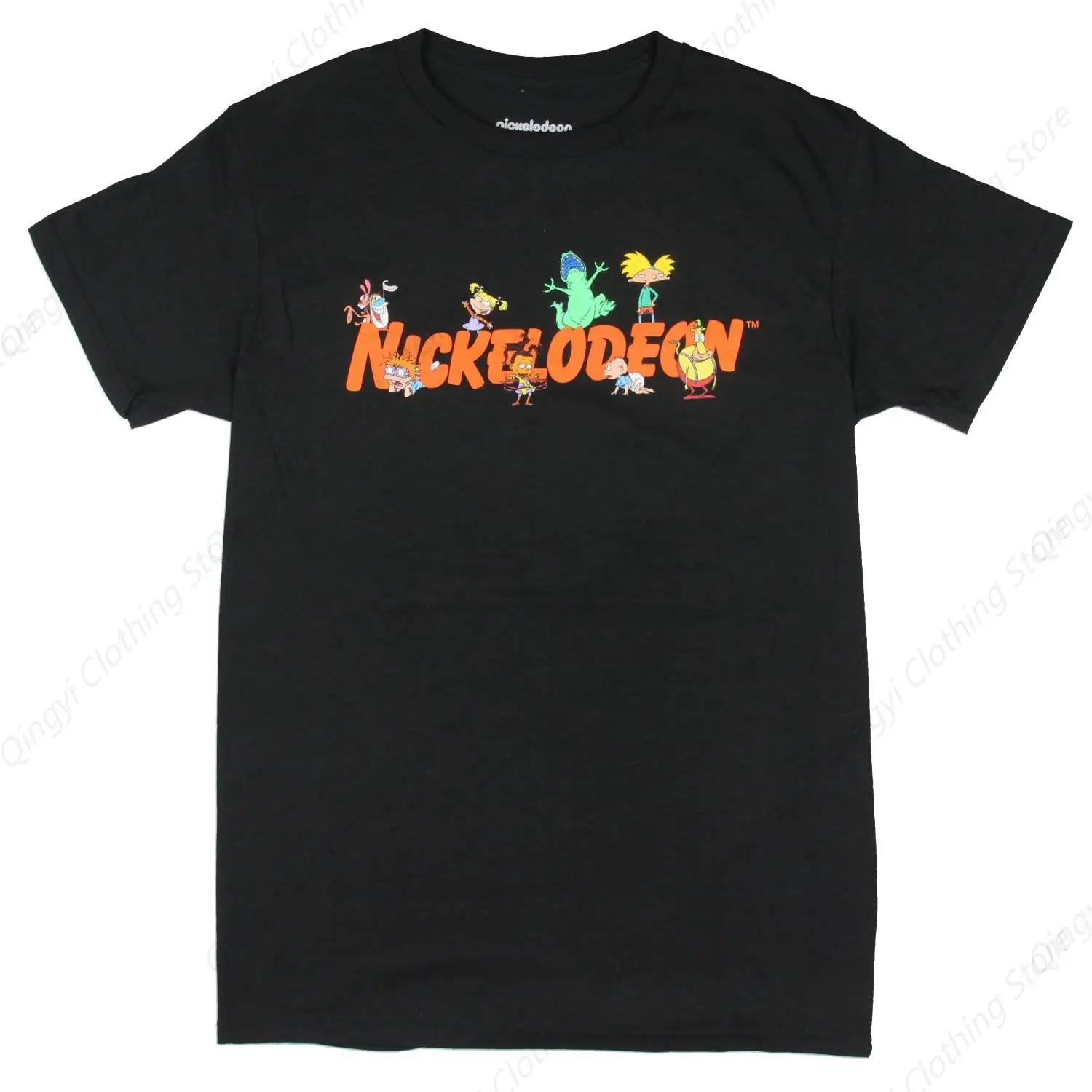 

Mens' Television Channel Logo Text Character Design T-Shirt, Black
