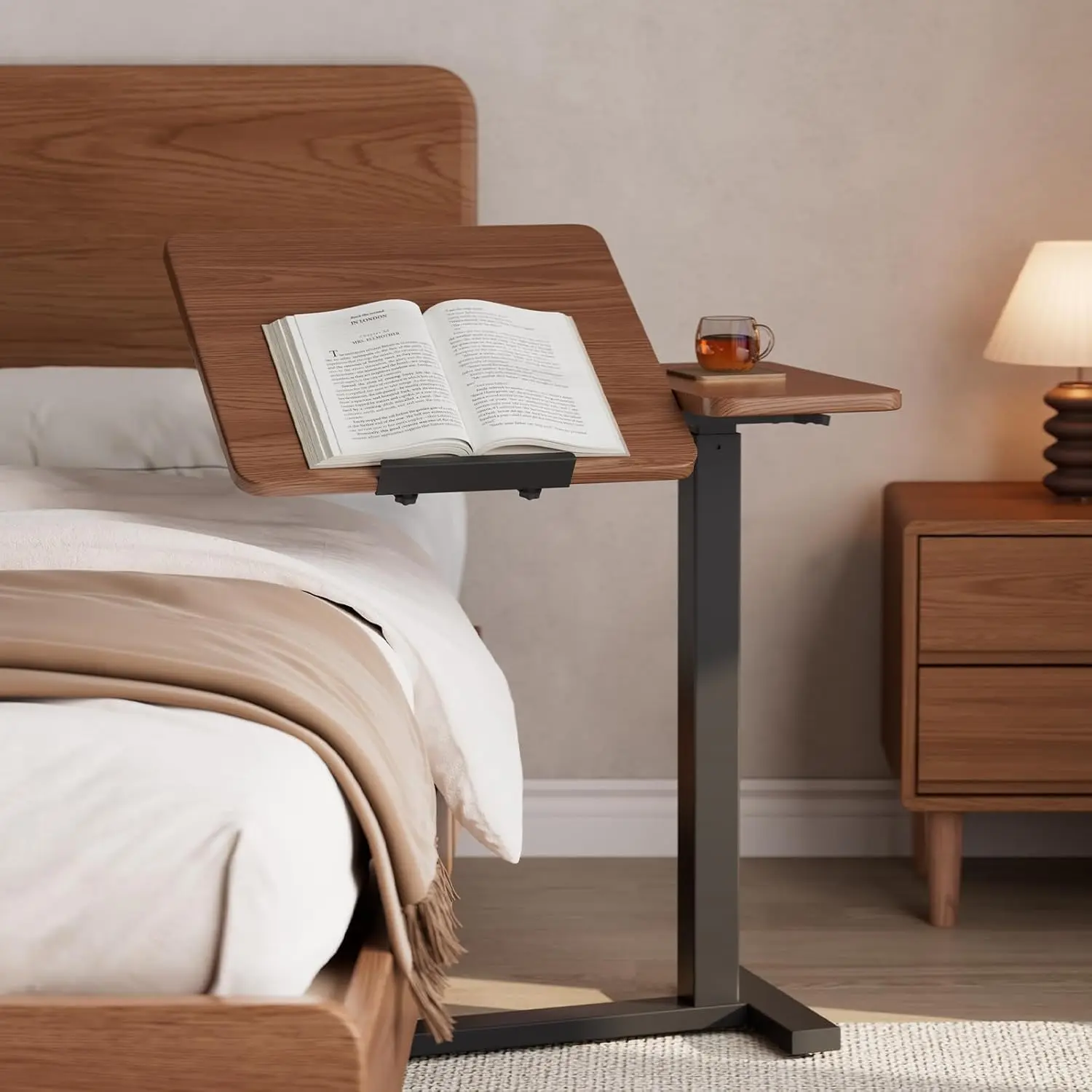 Tilt Adjustable Solid Wood Mobile Medical Bedside  with Wheels for Hospital Bed Home Office Use