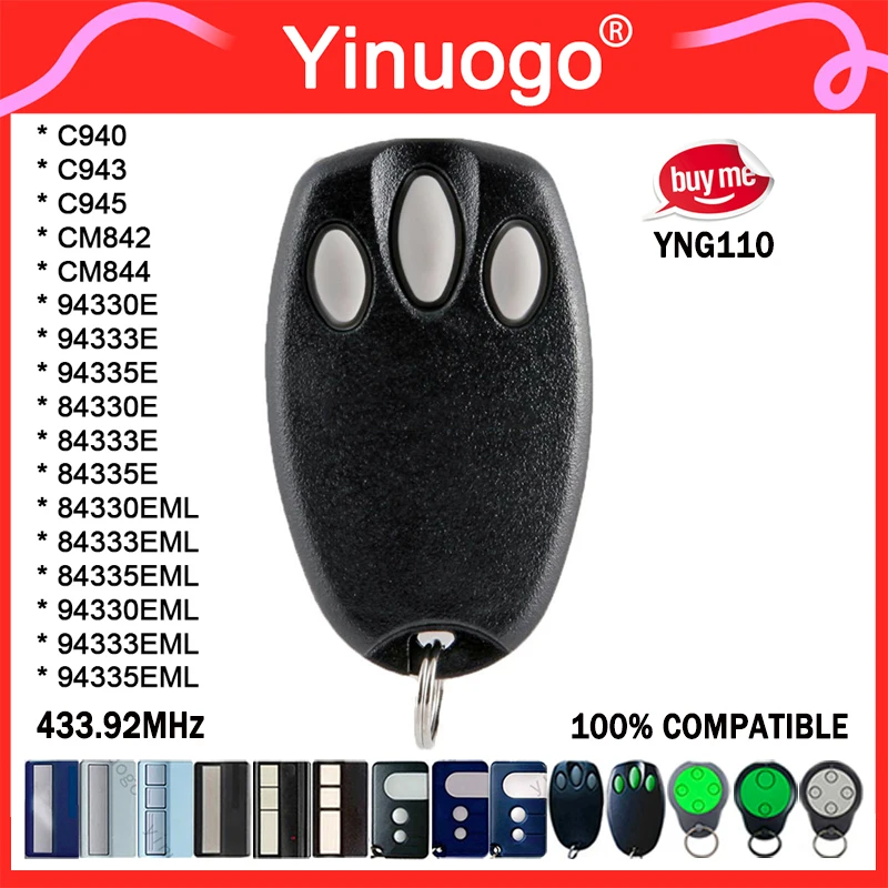 For 94335E 1A5639-7 94330E 1A6518 MotorLift 84335E 84335EML Merlin C945 CM842 Garage Door Remote Control 433.92MHz Rolling Code