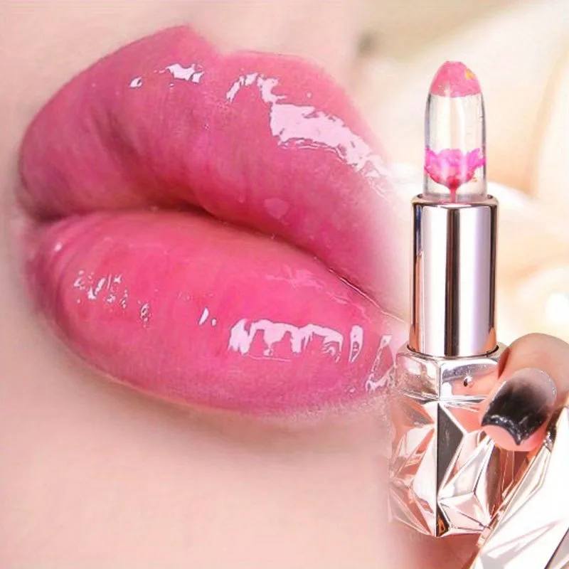 Flowers Temperature Color Changing Lipstick Waterproof Lasting Moisturizing Jelly Easy Coloring Lip Balm Lips Care Makeup