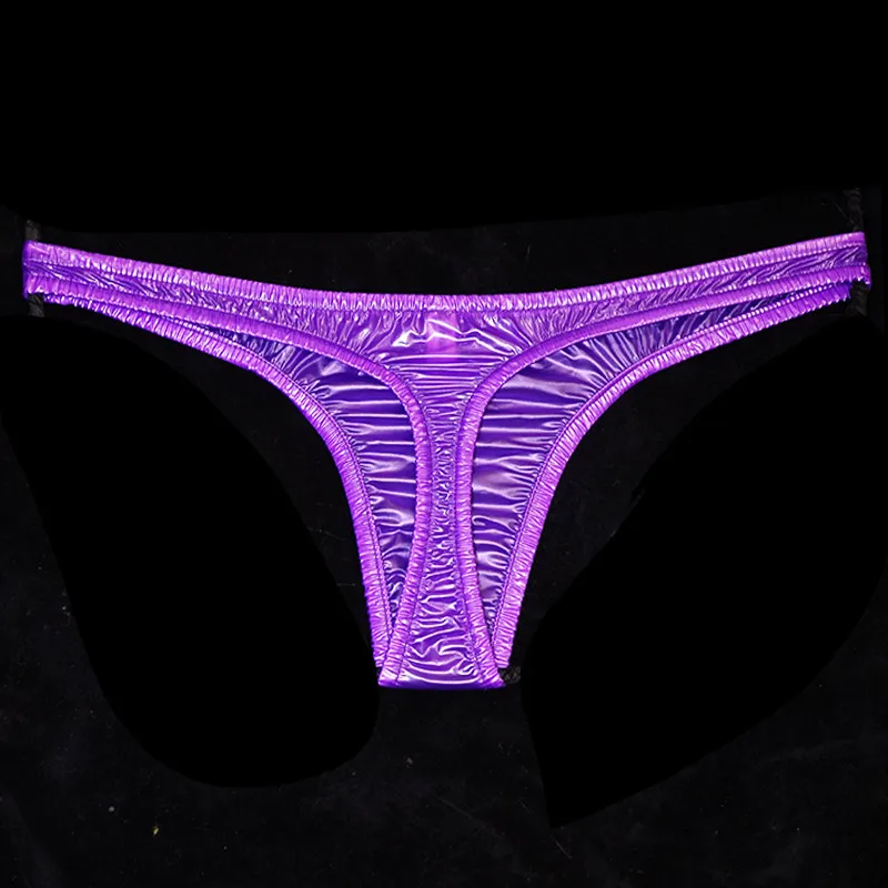 Low-waisted Large Size Plastic T-pants Translucent PVC Smooth Soft Silent Sexy and Tempting Plastic Thongs Anti-fouling