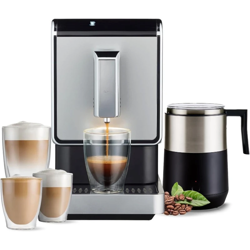 Automatic Espresso & Coffee Machine with Induction Milk Frother for Rich  Creamy Froth Built-in Grinder Black