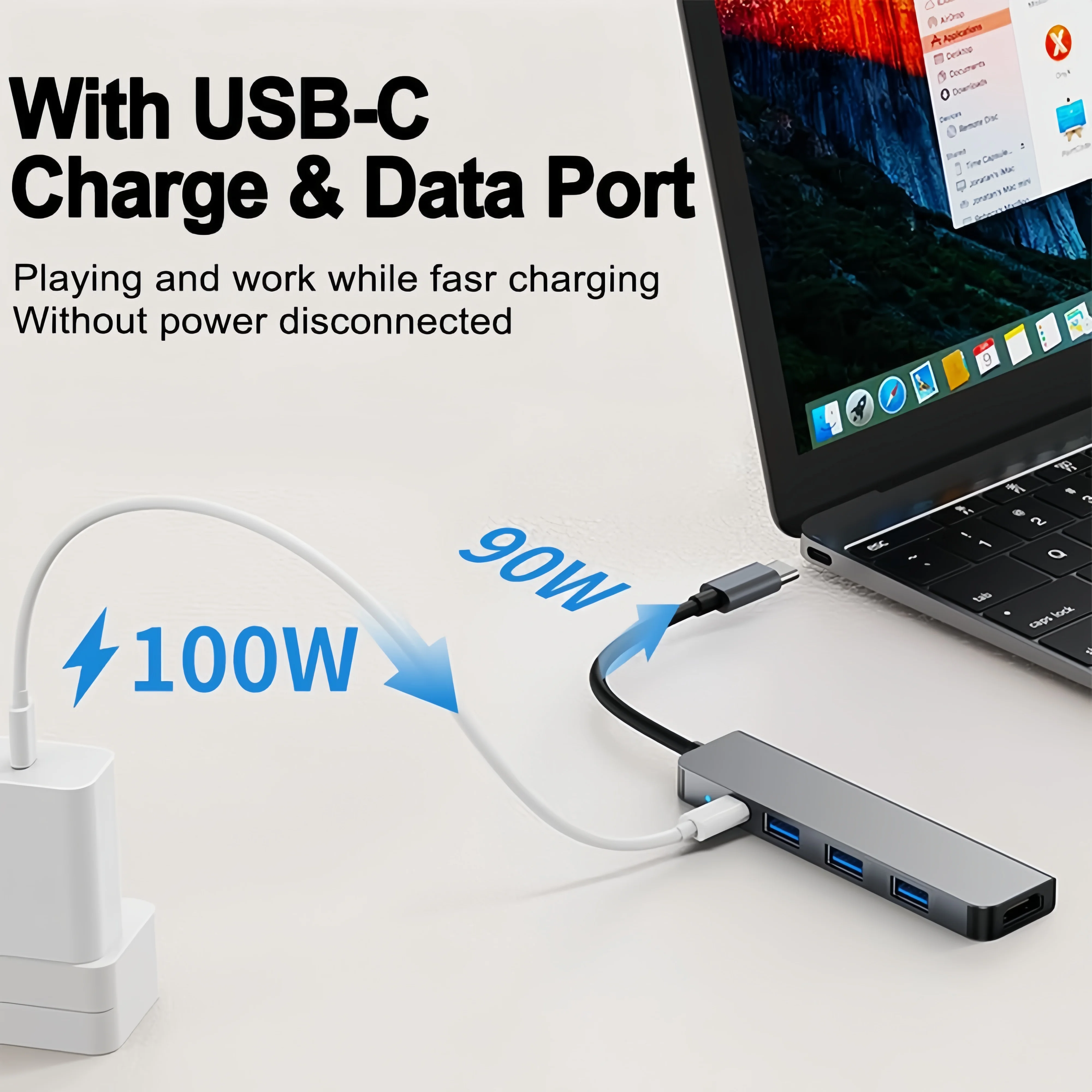 Adaptateur HDMI Hub USB C 5 en 1, 10 pièces, avec HDMI 4K, 3 USB 3.0, USB-C PD, charge rapide pour MacBook Pro/Air, Dell XPS