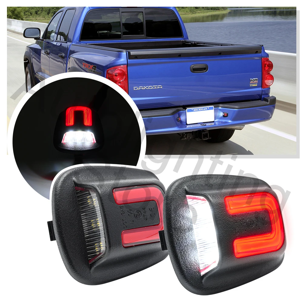 2PCS OLED License Number Plate Light For 1997 1998 1999 -2011 Dodge Dakota 2006-2009 Mitsubishi Raider rear tail Car Light