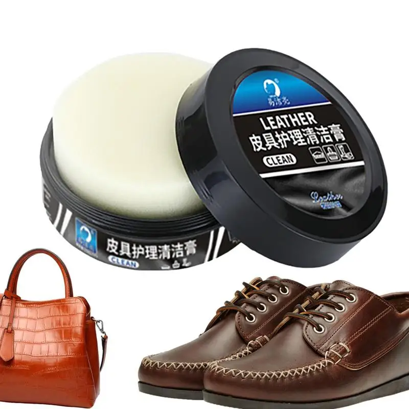 Crème de soin du cuir pour siège de voiture, pâte nettoyante pour meubles, pâte nettoyante pour canapé, détachant pour chaussures et vestes en cuir, 150g