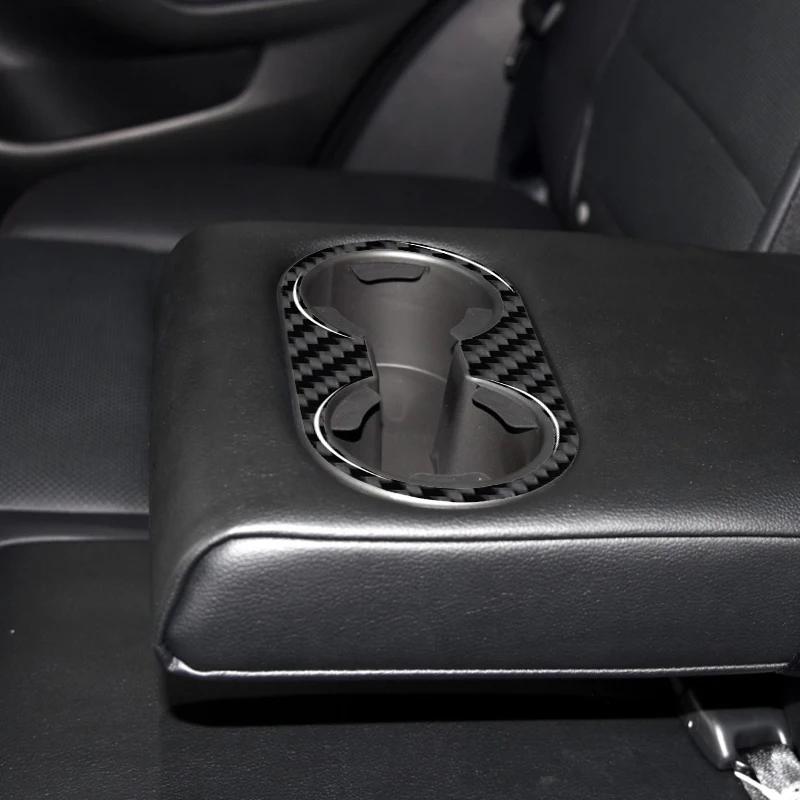 

Carbon Fiber Car Rear Seat Water Cup Holder Cover Trim Frame Decor Sticker For Mazda CX-5 2013-2015 Styling Accessories