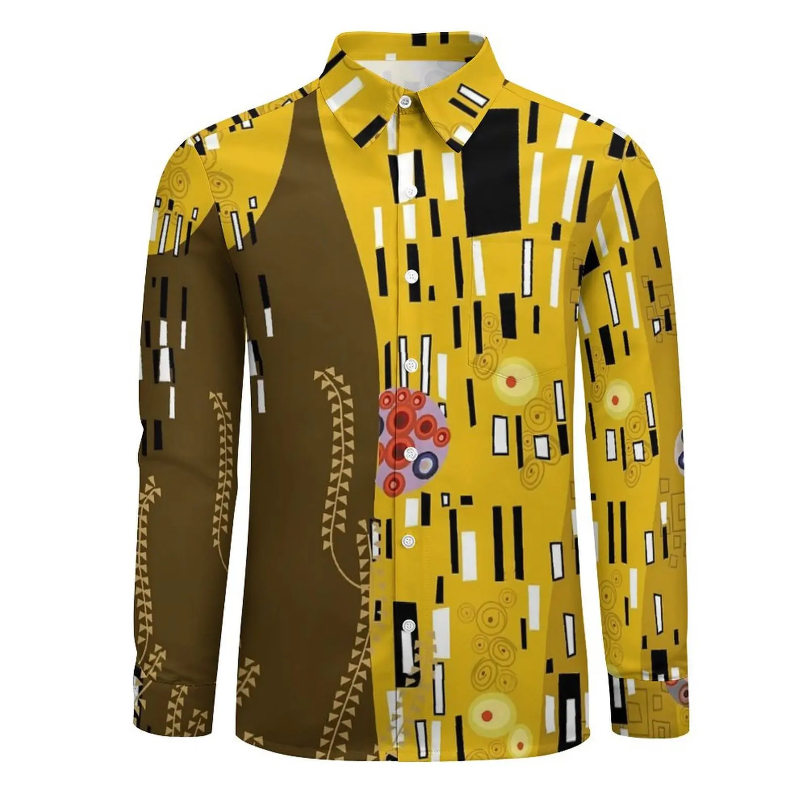 Gustav Klimt Beach Shirt Men The Kiss Inspired Loose Casual Shirts Hawaii Short Sleeve Y2K Street Pattern Plus Size 5XL Blouses