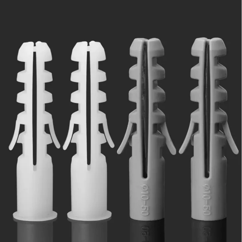 M4-M8plastic expansion pipe climbing wall tiger-shaped expansion wall plug bolt plastic glue  color white gray dowel