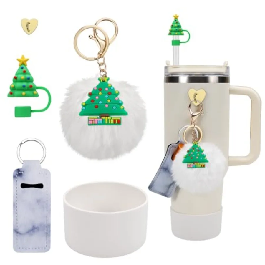 

Christmas Stanley Cup Accessories Set- Christmas Silicone Straw Cover, Silicone Stanley Cup Boot, Lipstick Holder, Christmas Ch