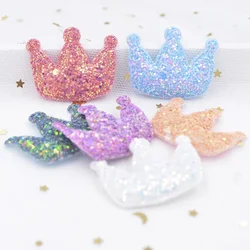 12Pcs Shiny Paillette Padded Patches Glitter Crown Appliques for Crafts Clothes Sewing Supplies DIY Hair Clips Accessories