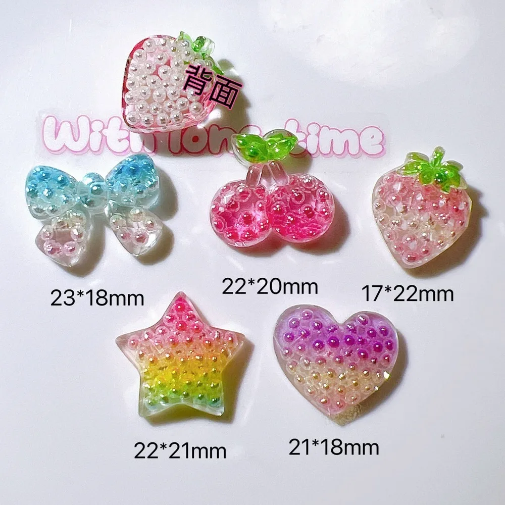 10pcs Mini Kawaii Cute Heart Cherry Star Flat Back Cabochons Scrapbook Diy  Party Hairpin Accessories Home Decoration Craft