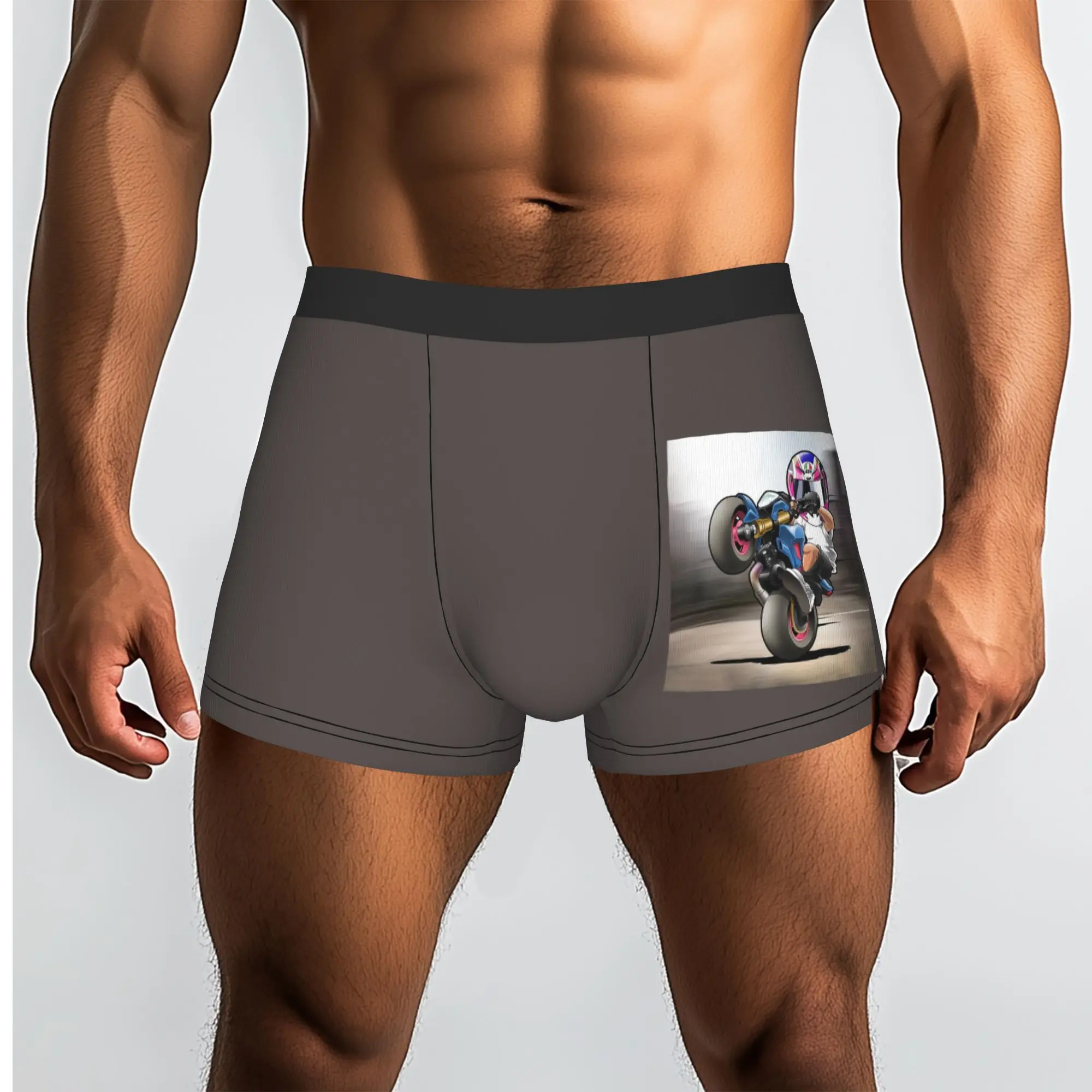 Custom Cartoon Motorcycle Underwear Men Breathable Extreme Sport Mobile Bike Boxer Briefs Shorts Panties Soft For Homme