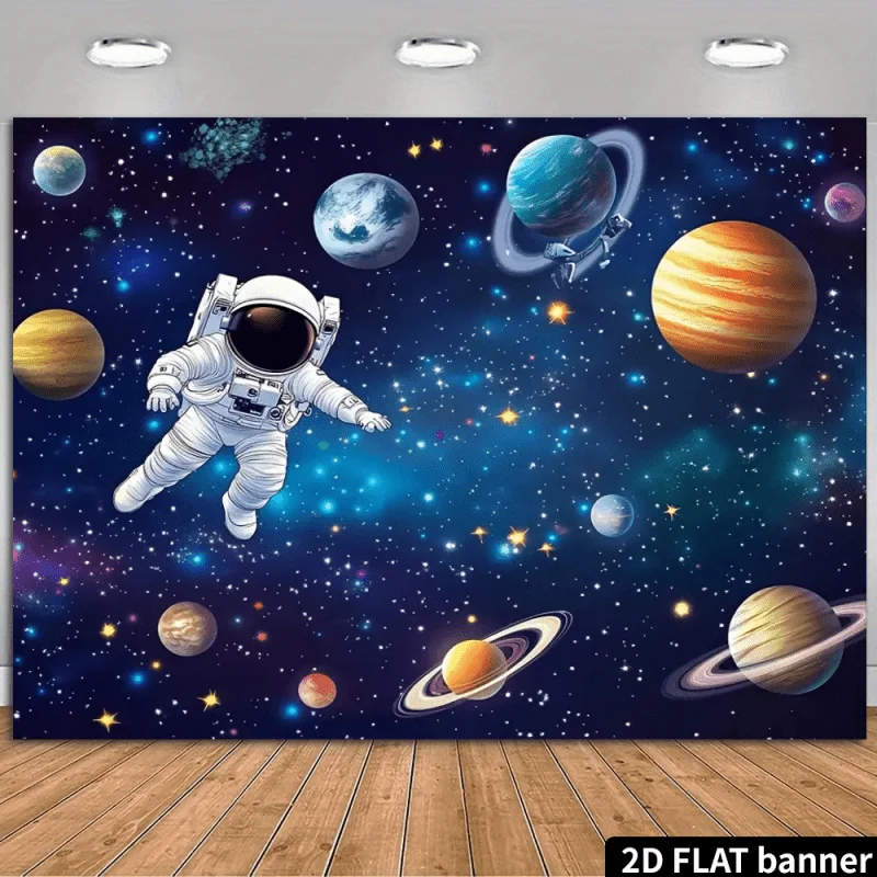 Astronauts From Outer Space, Galaxy Star, Space Themed Children's Birthday Party, Home Tapestry, No Holes, Small Clips for Free