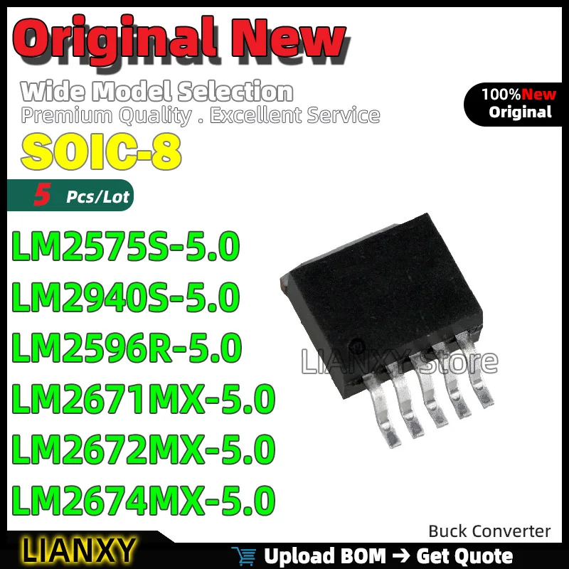 5pcs SOIC-8 LM2575S-5.0 LM2940S-5.0 LM2596R-5.0 LM2671MX-5.0 LM2672MX-5.0 LM2674MX-5.0 Buck Converter New Original
