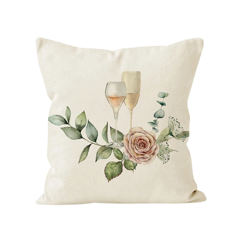 Valentine Day Pillow Cover, Flower Print Decorative Pillowcase Home Decor for Sofa Bedroom