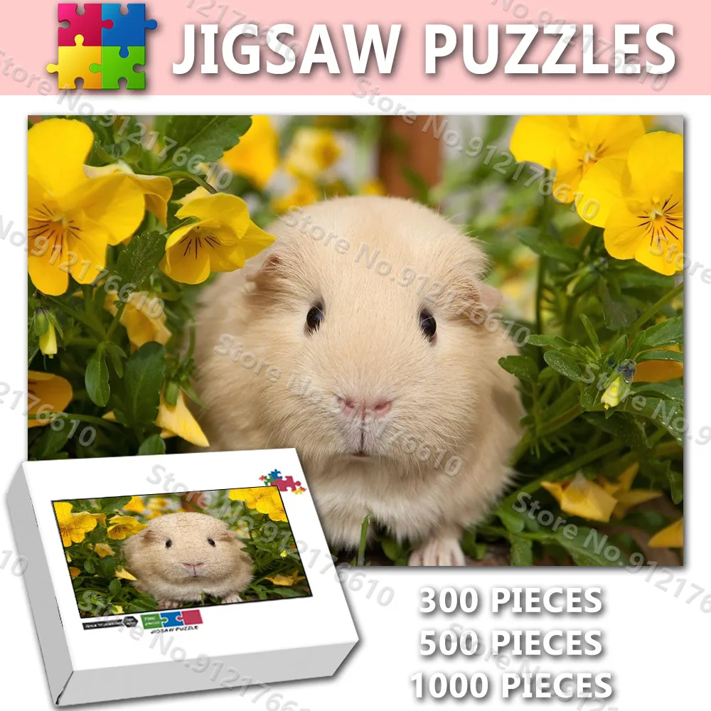 Guinea Pigs Jigsaw Puzzles Hamster Animals 300/500/1000 Pieces Cute Pet Mouse Wooden Assembling Puzzle for Adult Kids Toys Gifts