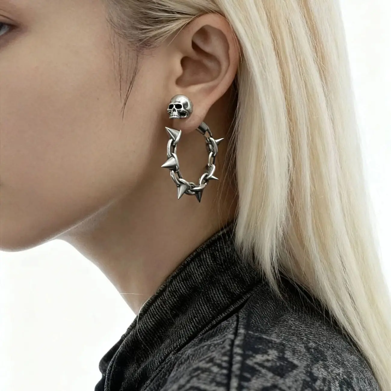 Alt Aesthetic Punk High Street Hip Hop Rock Rivet Alloy Earrings Unisex Fashion Jewelry Accessories
