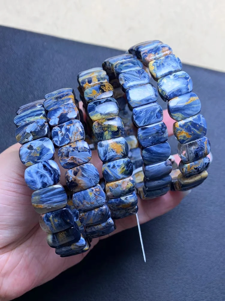 Natural Blue Pietersite Gemstone Barrel Beads Bracelet 12mm Pietersite Jewelry  From Namibia AAAAAA