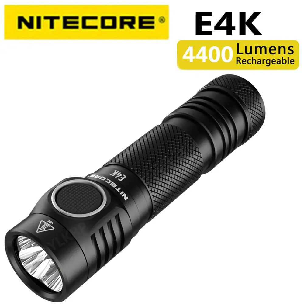 NITECORE E4K Troch Light Rechargeable 4400 Lumens Lantern XP-L2 V6 LED 21700 Compact EDC Flashlight with 5000mAh Li-ion Battery