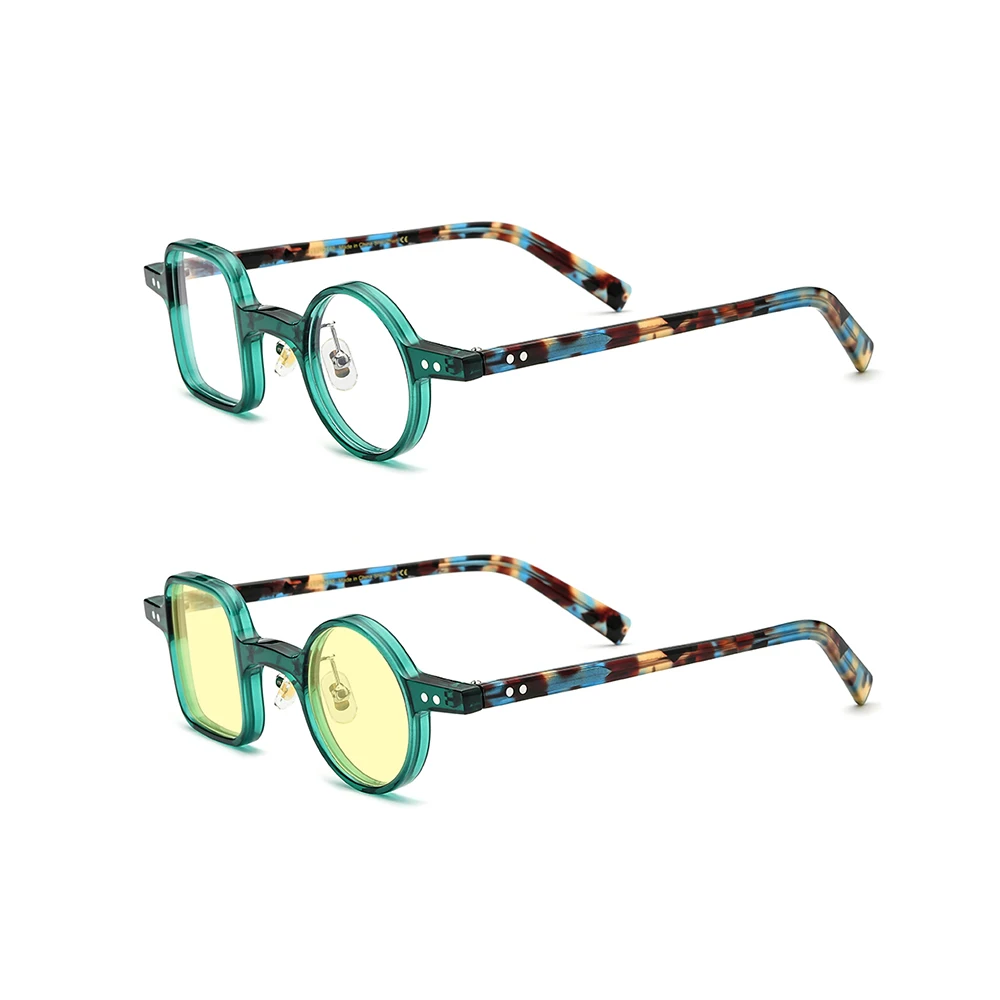 

Unique Design Left Circle Right Square Optical Glasses and Sunglasses For Men and Women Acetate Frame Customizable lenses