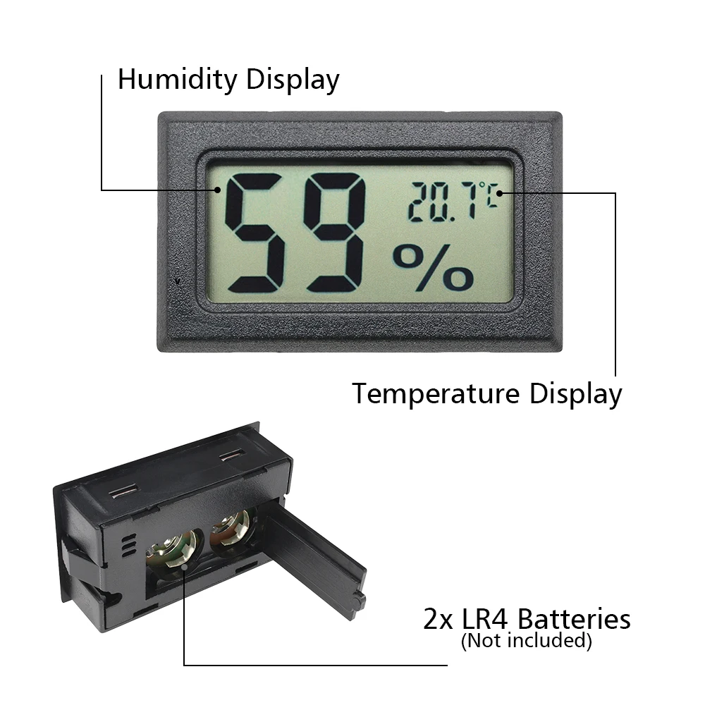 Mini LCD Cyfrowy Wyświetlacz Termohigrometr Wbudowany Termometr Higrometr Czujnik Temperatury Miernik Wilgotności Miernik Przyrządy